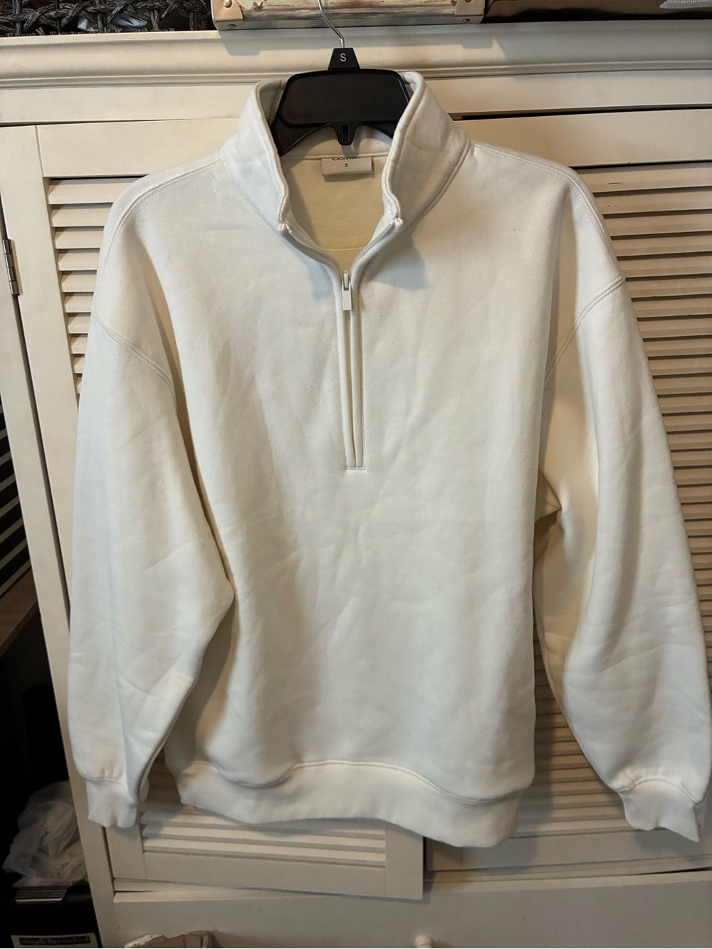 Women's White Quarter-Zip Pullover Sweatshirt